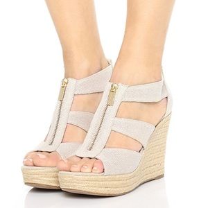 NWT Michael Kors Damita Wedge Sandals Optic White